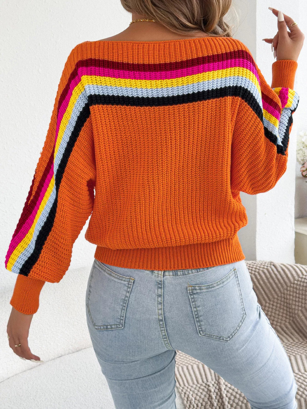 Striped Knit Boat Neck Sweater (20)