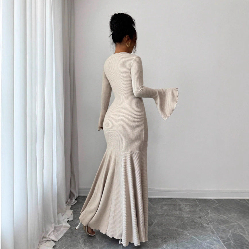 Mermaid Skirt Lotus Trumpet Sleeve Dress photo 4