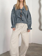 Tied Flounce Sleeve Blouse (6)