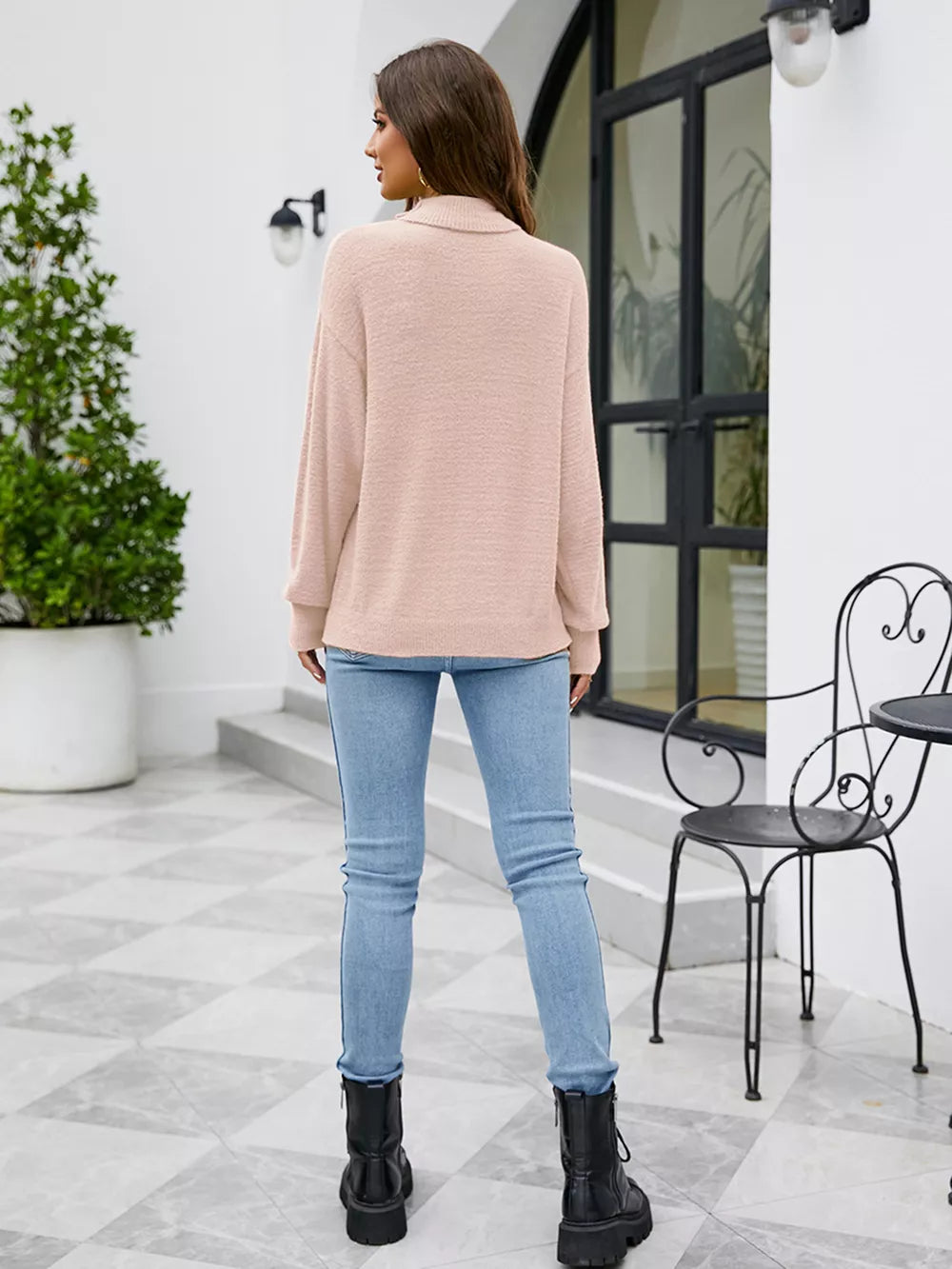 Turtleneck Dropped Shoulder Sweater (2)
