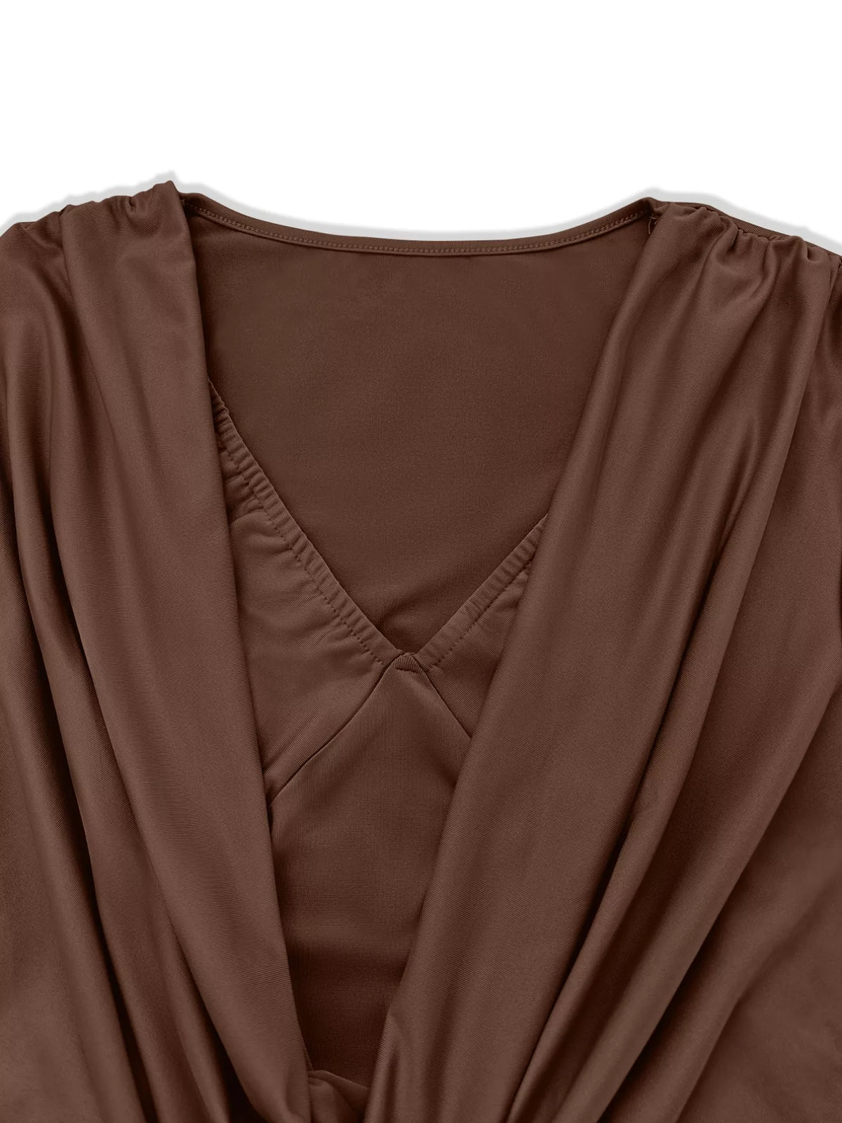 Draped V-neck Long Sleeve Bodycon Mini Dress (4)
