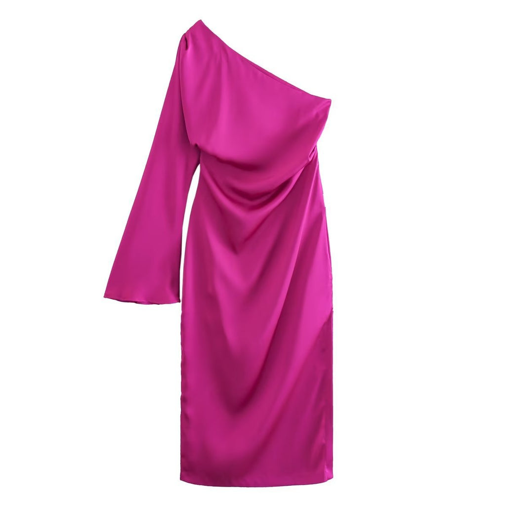 Asymmetric Silk Satin Split Dress photo 4