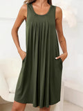 Flowy Pleated Tank Dress Pockets (5)