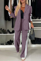 Full Size Contrast Lapel Collar Top Pants Set (17)