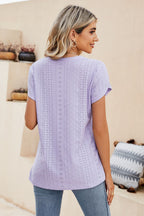 Eyelet Petal Sleeve V-neck Knit Top (6)