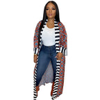 Casual Striped Pattern Printed Long Sleeve Coat Dress photo 2