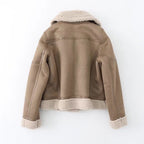Fleece Autumn Winter Suede Fur Jacket Motorcycle photo 12