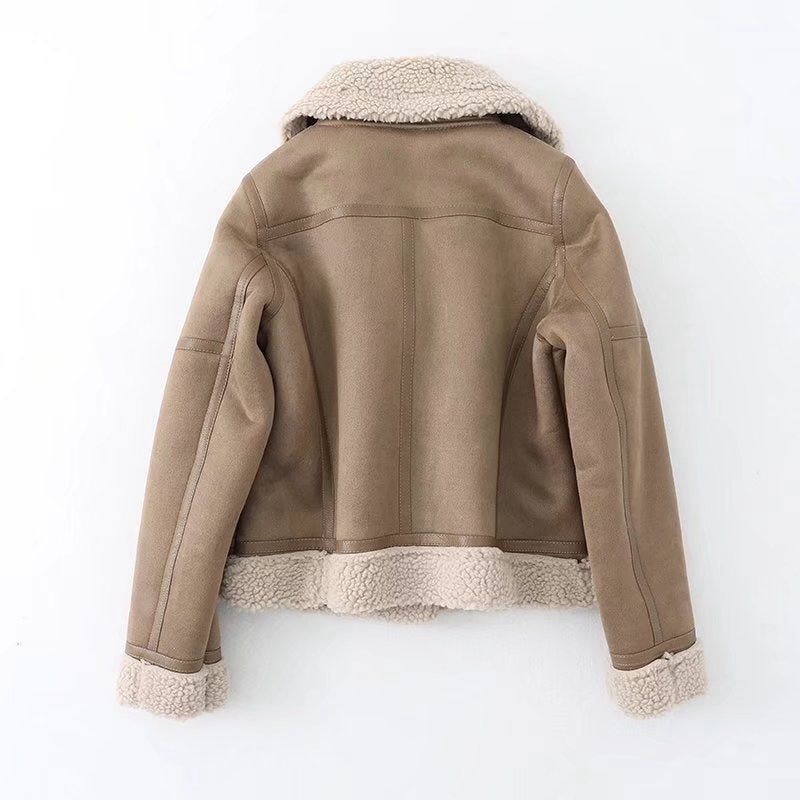 Fleece Autumn Winter Suede Fur Jacket Motorcycle photo 12