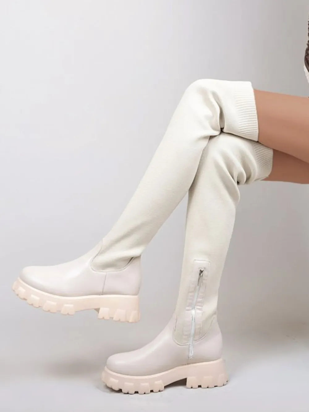 Pu Leather Round Toe Platform Boots (5)