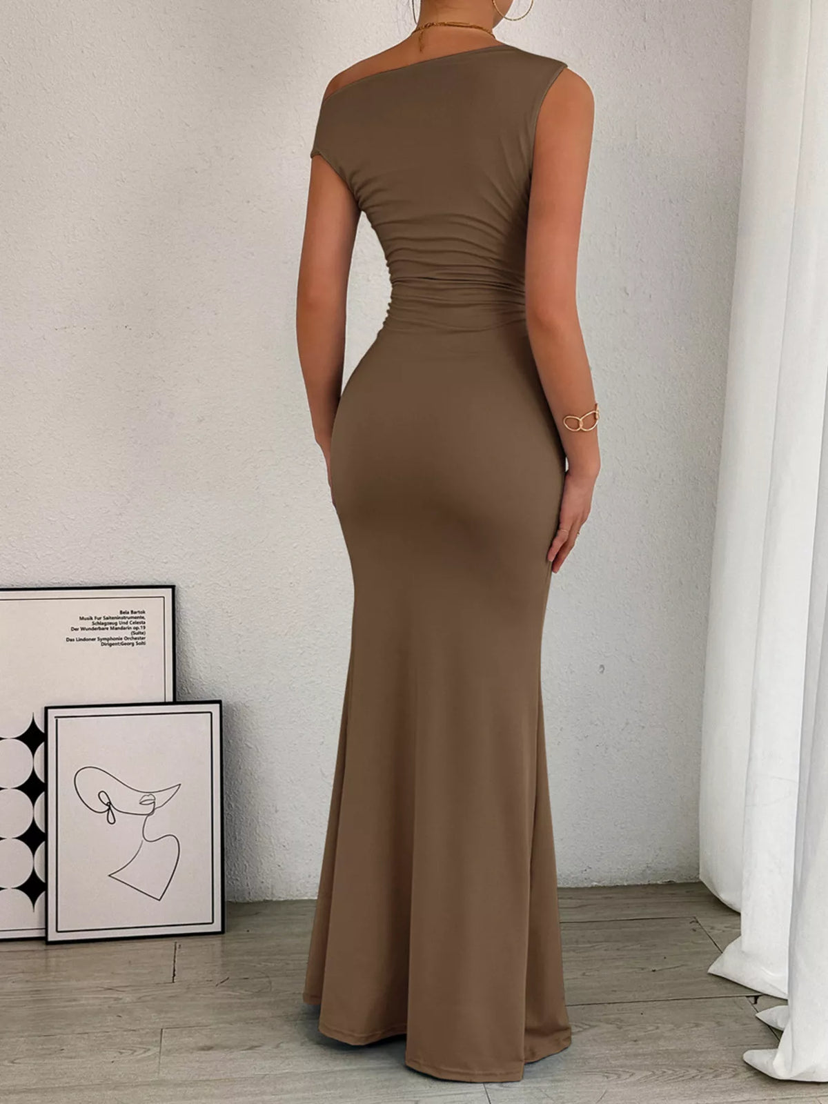 One-shoulder Ruched Bodycon Maxi Dress (14)