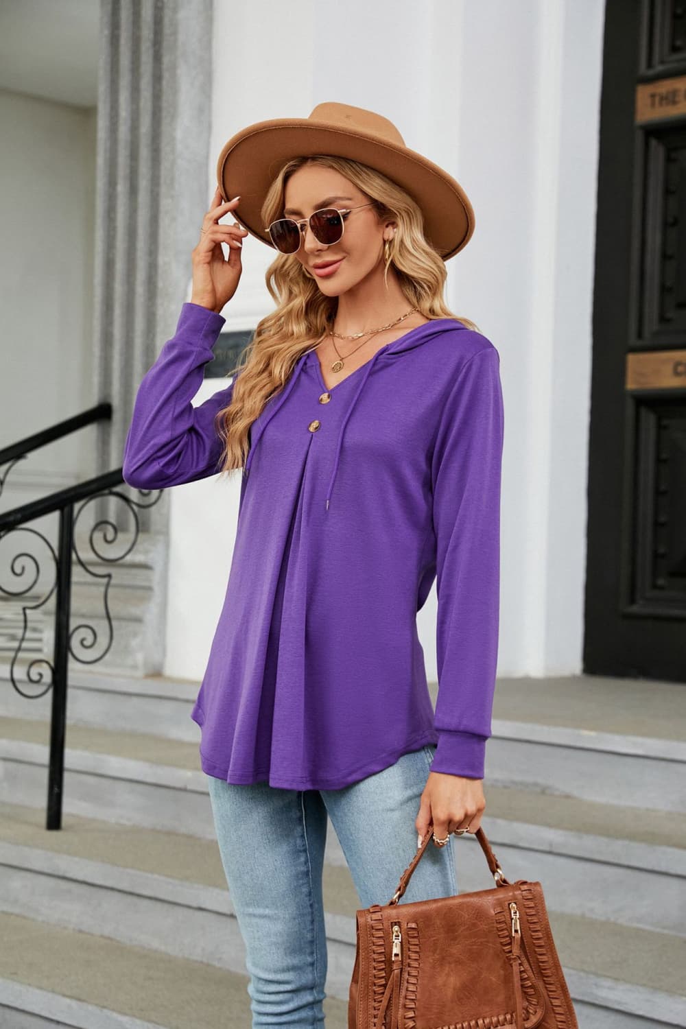 Long Sleeve Hooded Blouse (3)