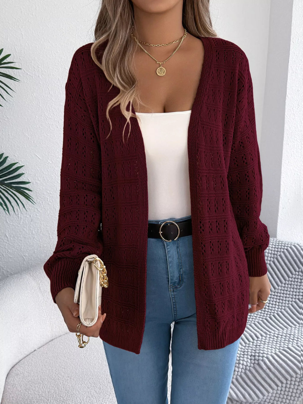 Open-front Crochet Knit Cardigan (16)