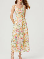 Floral Lace Sleeveless V-neck Midi Dress (2)