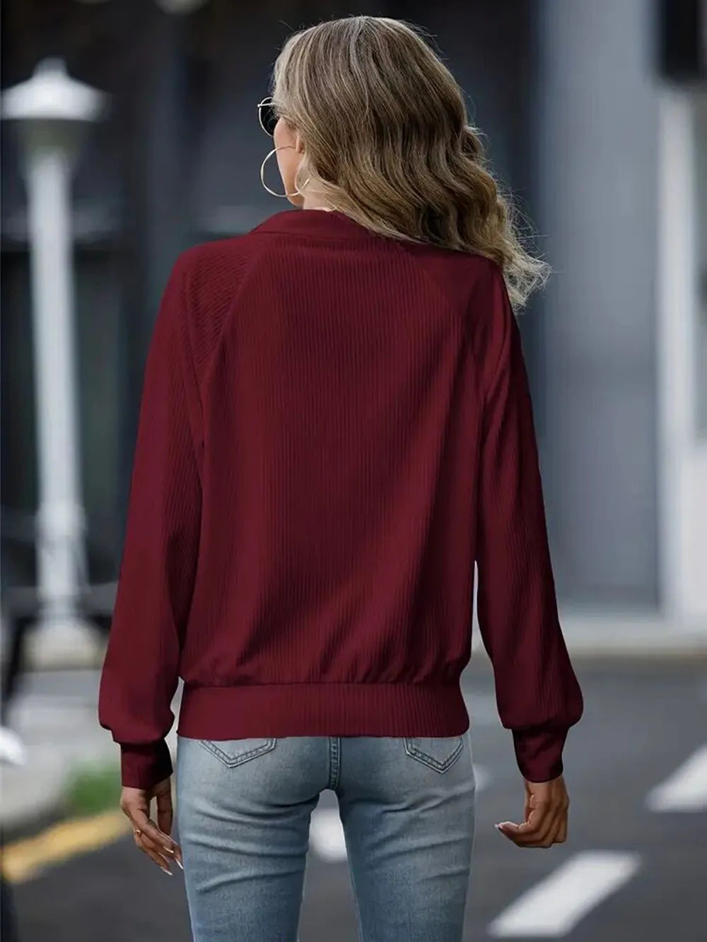 Zip Up Collared Neck Raglan Sleeve Jacket (16)