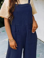 Full Size Casual Wide Leg Textured Overalls Plus (29)