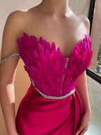 Feather Embellished Slit Maxi Dress (13)