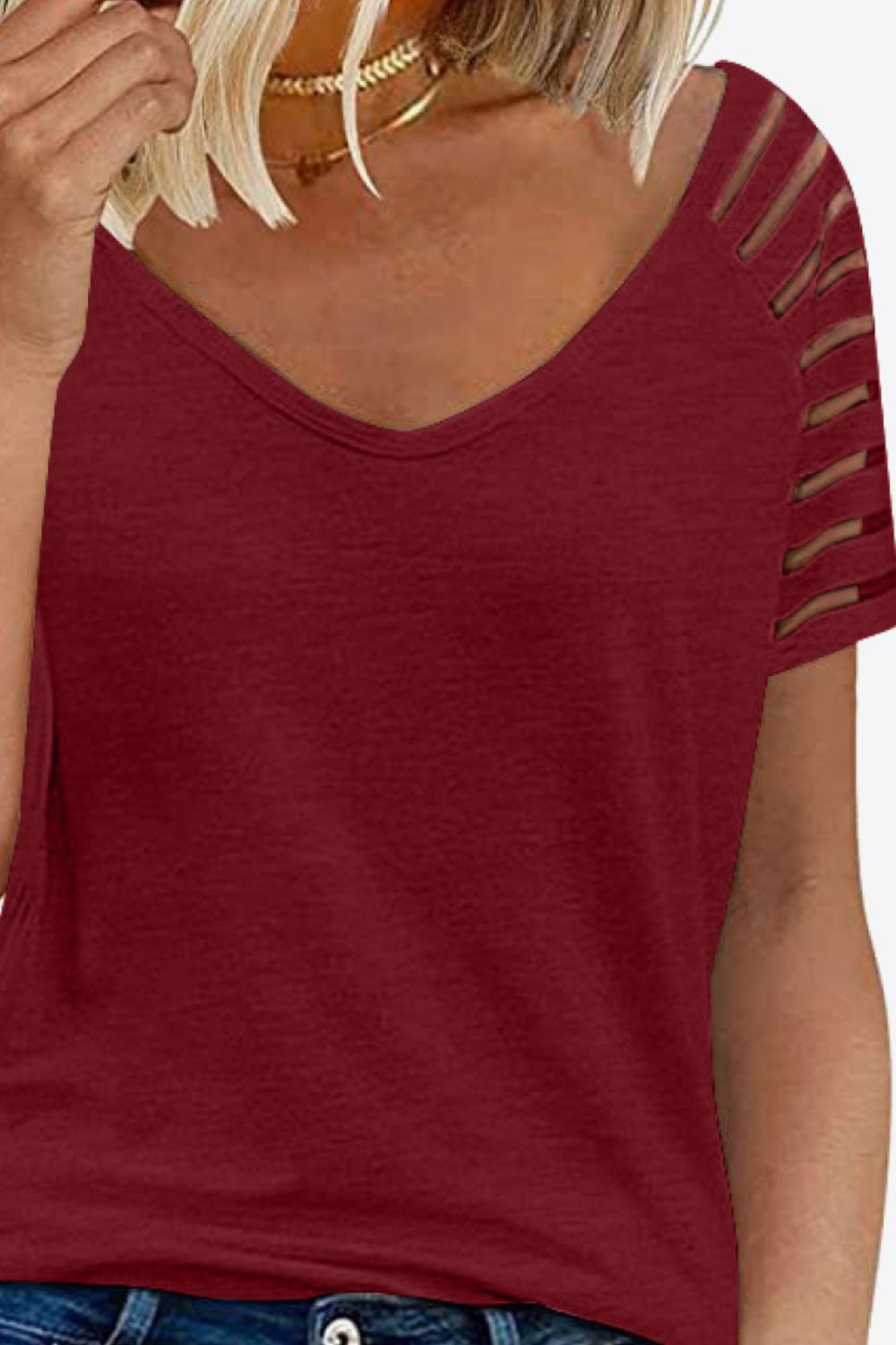V-neck Raglan Sleeve Tee (21)