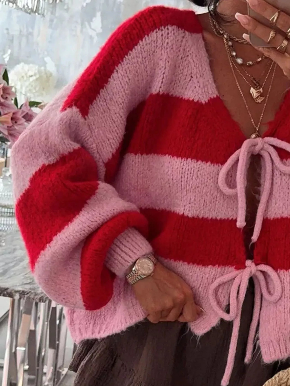Striped Tie-front Knit Cardigan (18)