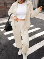 Zip-up Long Sleeve Top Pants Set (15)