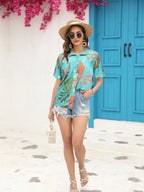 Printed Collared Neck Short Sleeve Shirt (12)