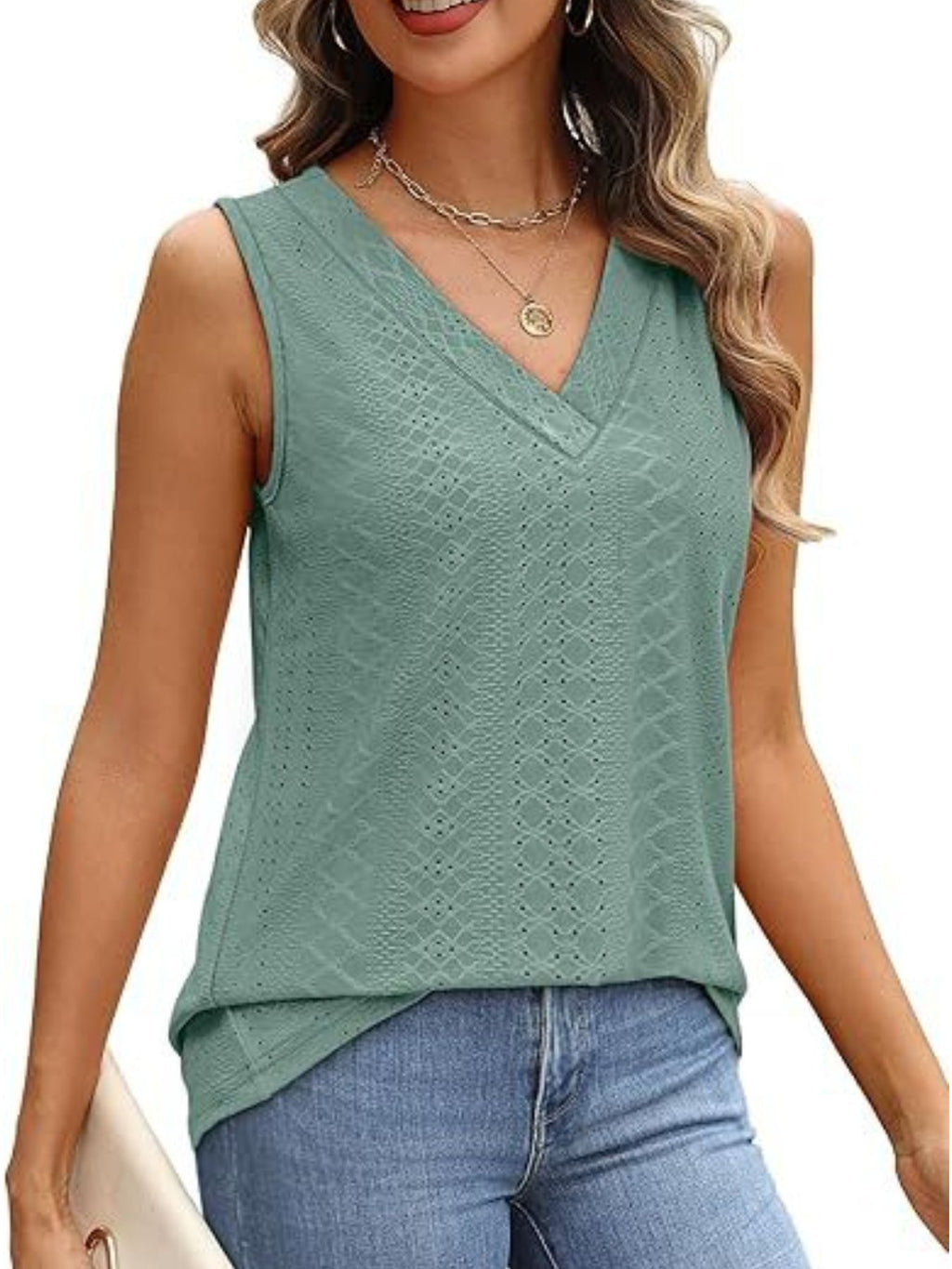 Eyelet V-neck Tank (9)
