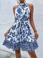 Floral Halter Neck Summer Dress Belt (3)