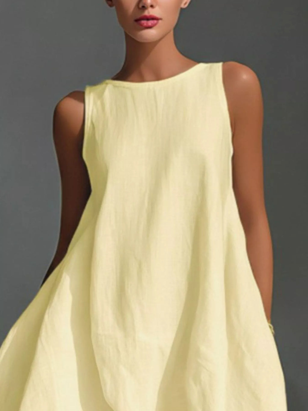 High-low Round Neck Sleeveless Dress (5)