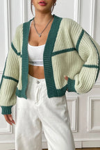 Contrast Open Front Long Sleeve Cardigan (4)