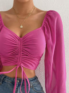 Drawstring Sweetheart Neck Cropped Top (18)