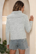 Asymmetrical Neck Long Sleeve Pullover Sweater (3)