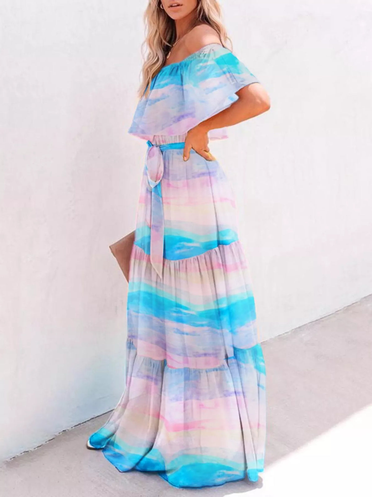 Full Size Off-shoulder Tiered Maxi Dress Plus (4)