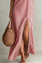 Striped High Slit Maxi Dress (9)
