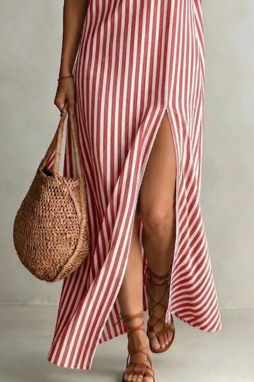 Striped High Slit Maxi Dress (9)