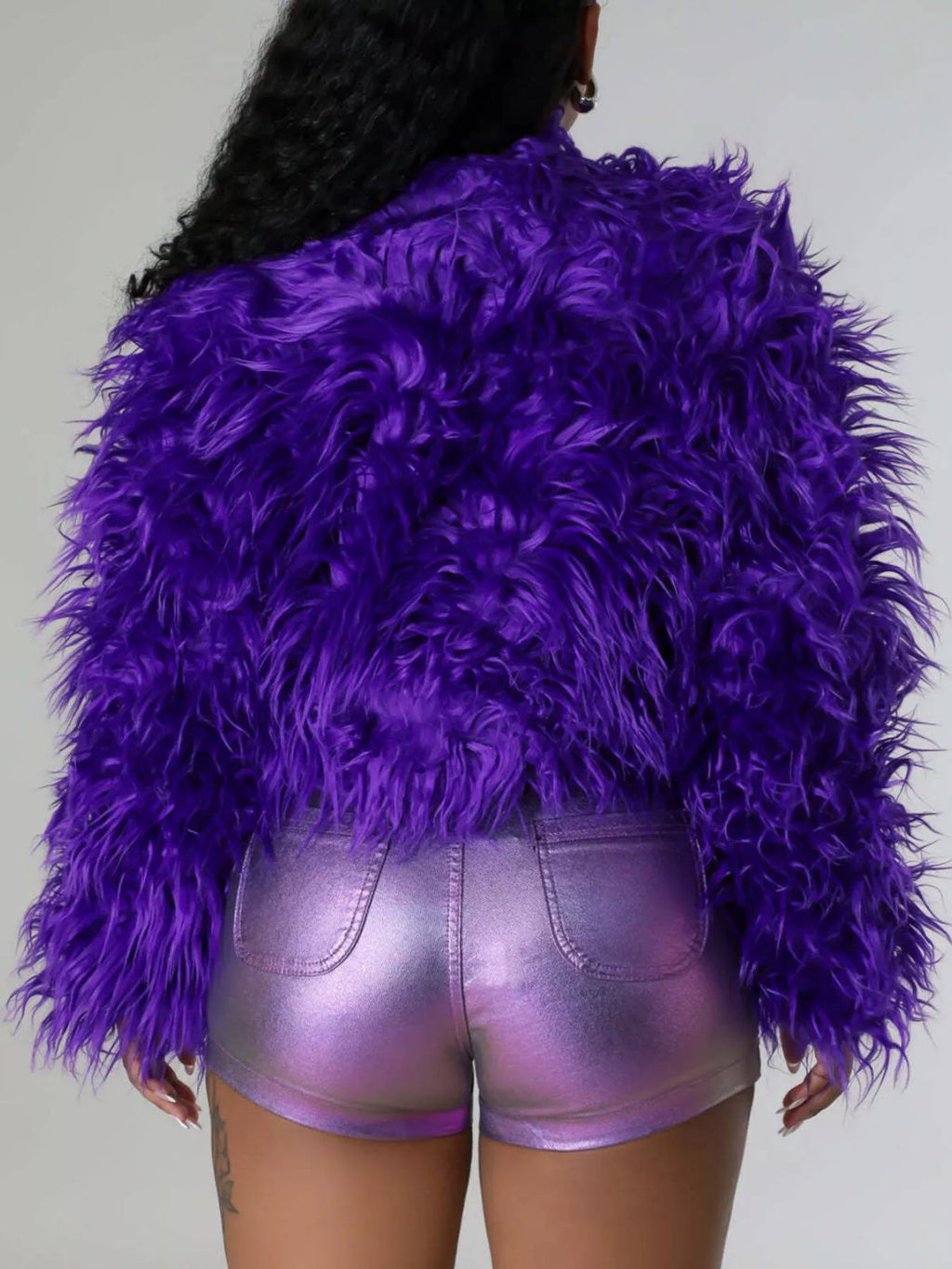 Faux Fur Open Front Cropped Outerwear (12)