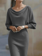 Cowl Neck Knit Bodycon Dress (7)