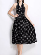 Polka Dot Halter Neck Midi Dress (4)