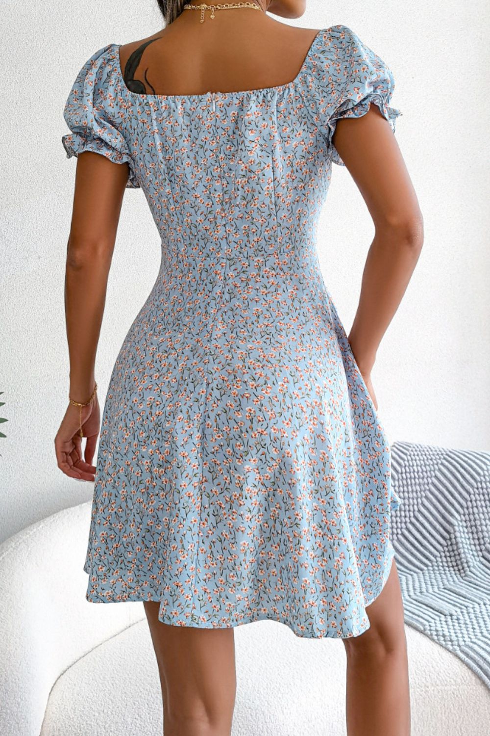 Ditsy Floral Drawstring A-line Dress (2)