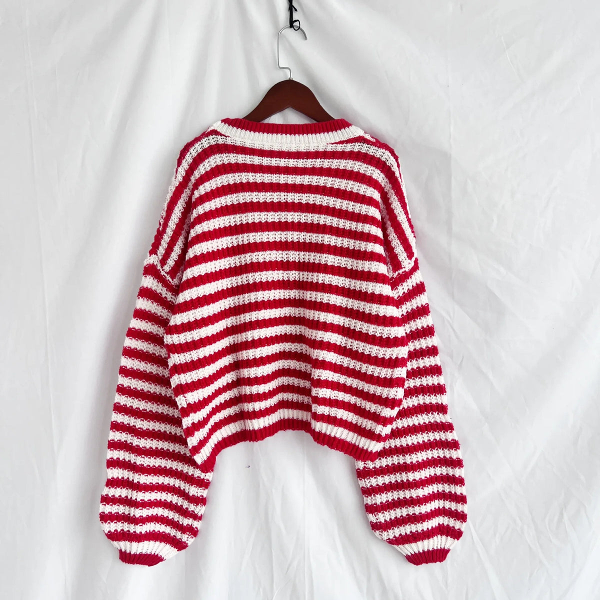 Oversized Striped Drop Shoulder Sweater (17)