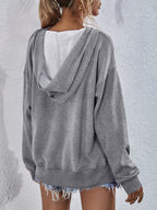 Dropped Shoulder Slit Hoodie (6)