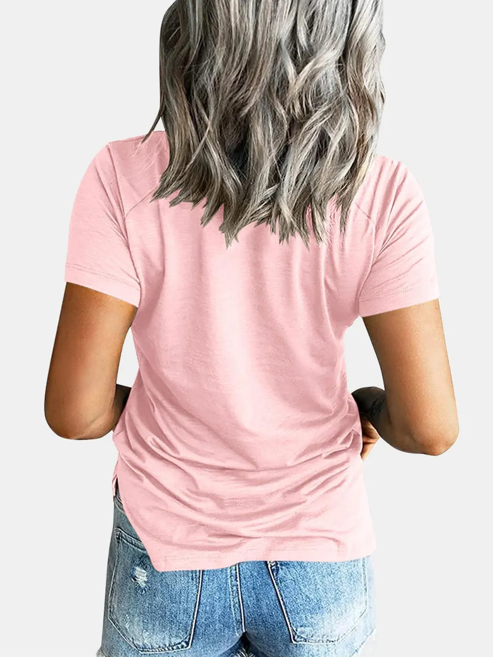 Pocketed V-neck Short Sleeve T-shirt (6)