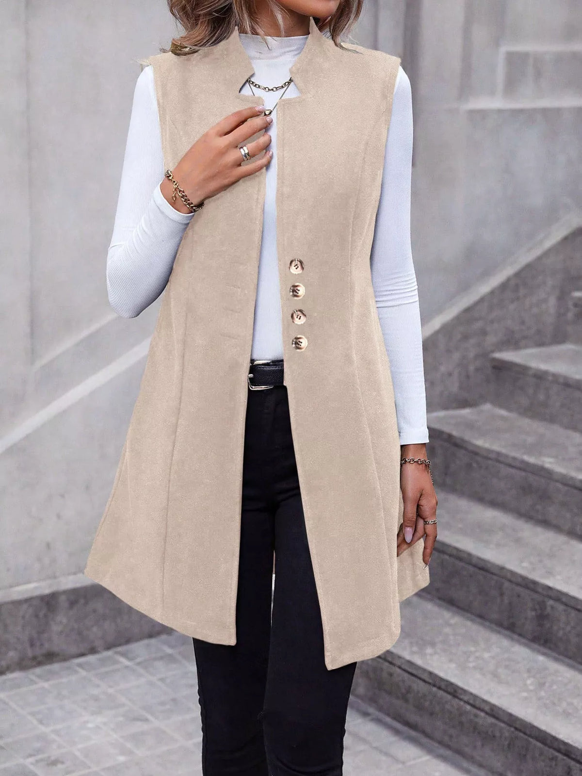 Button-down Longline Vest Coat (3)