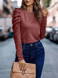 Decorative Button Puff Sleeve T-shirt