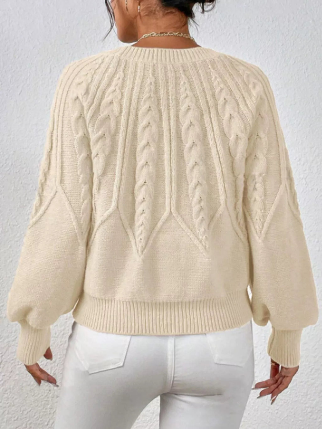 Cable Knit Long Sleeve Sweater (3)