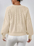 Cable Knit Long Sleeve Sweater (3)