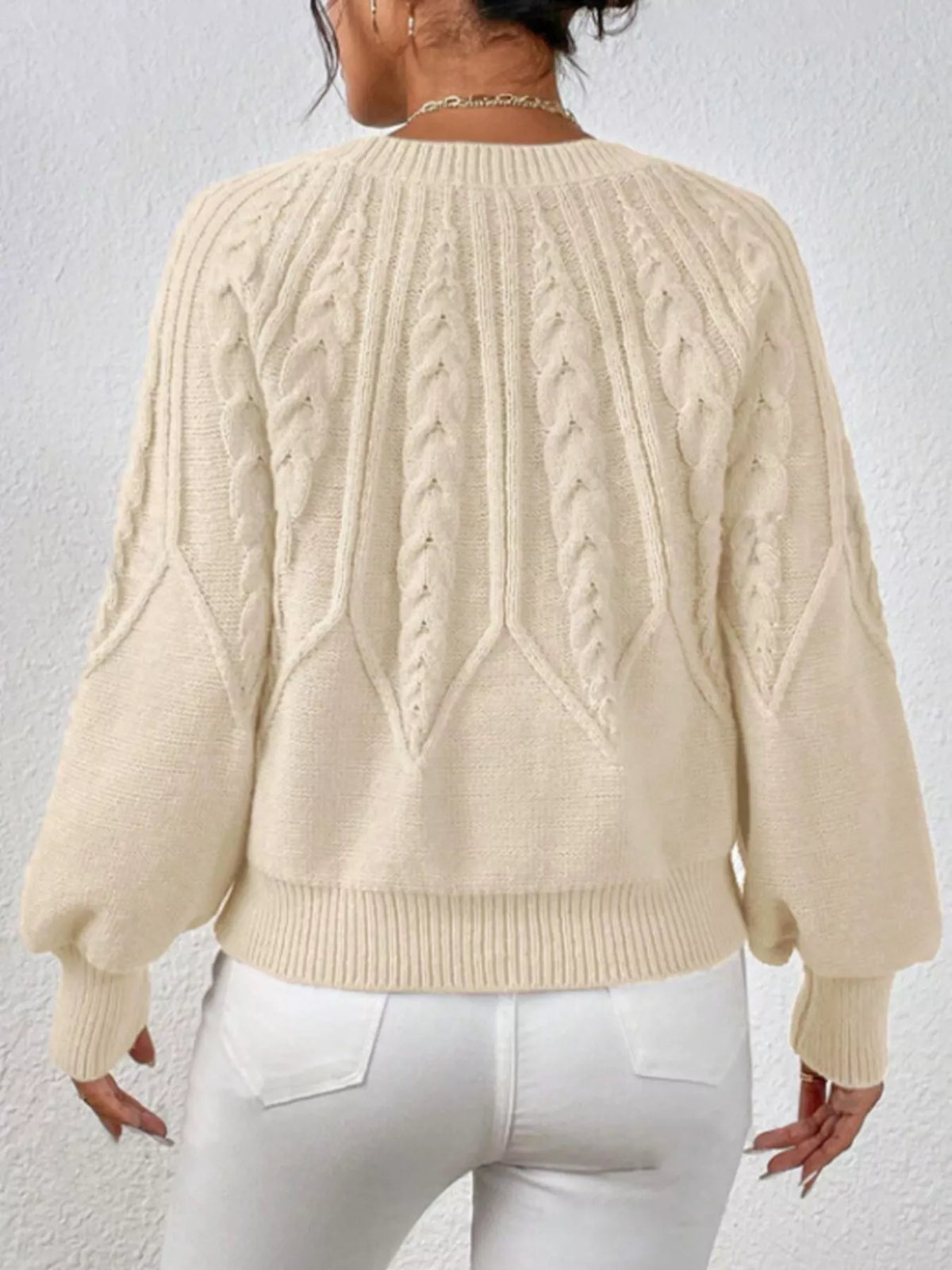Cable Knit Long Sleeve Sweater (3)
