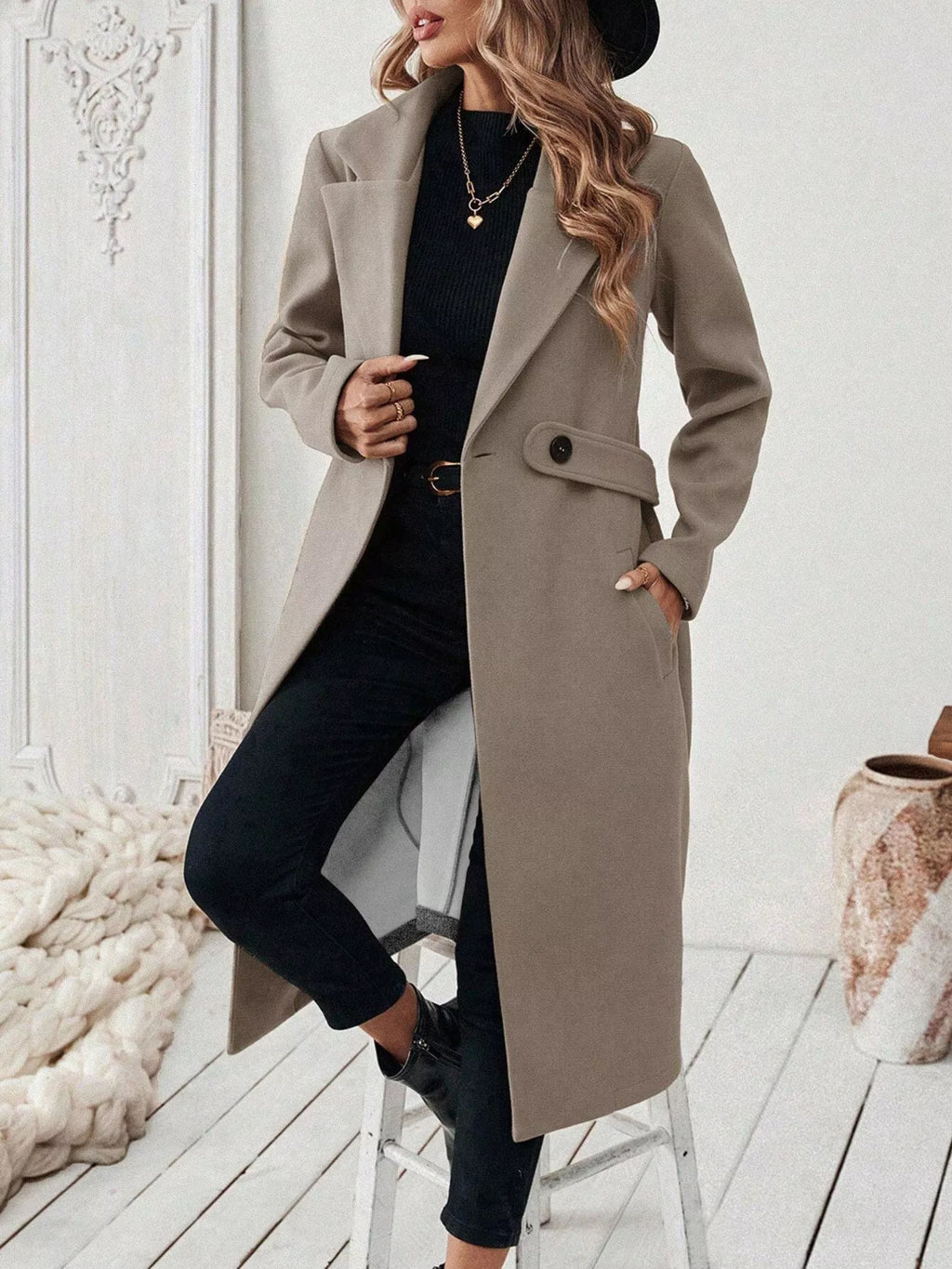 Lapel Collar Longline Coat (17)
