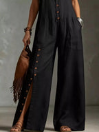 Full Size Sleeveless Button Front Wide Leg Jumpsuit Plus (6)