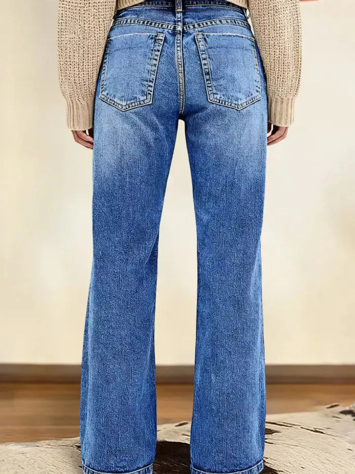 Vintage Wash Straight Leg Jeans (3)