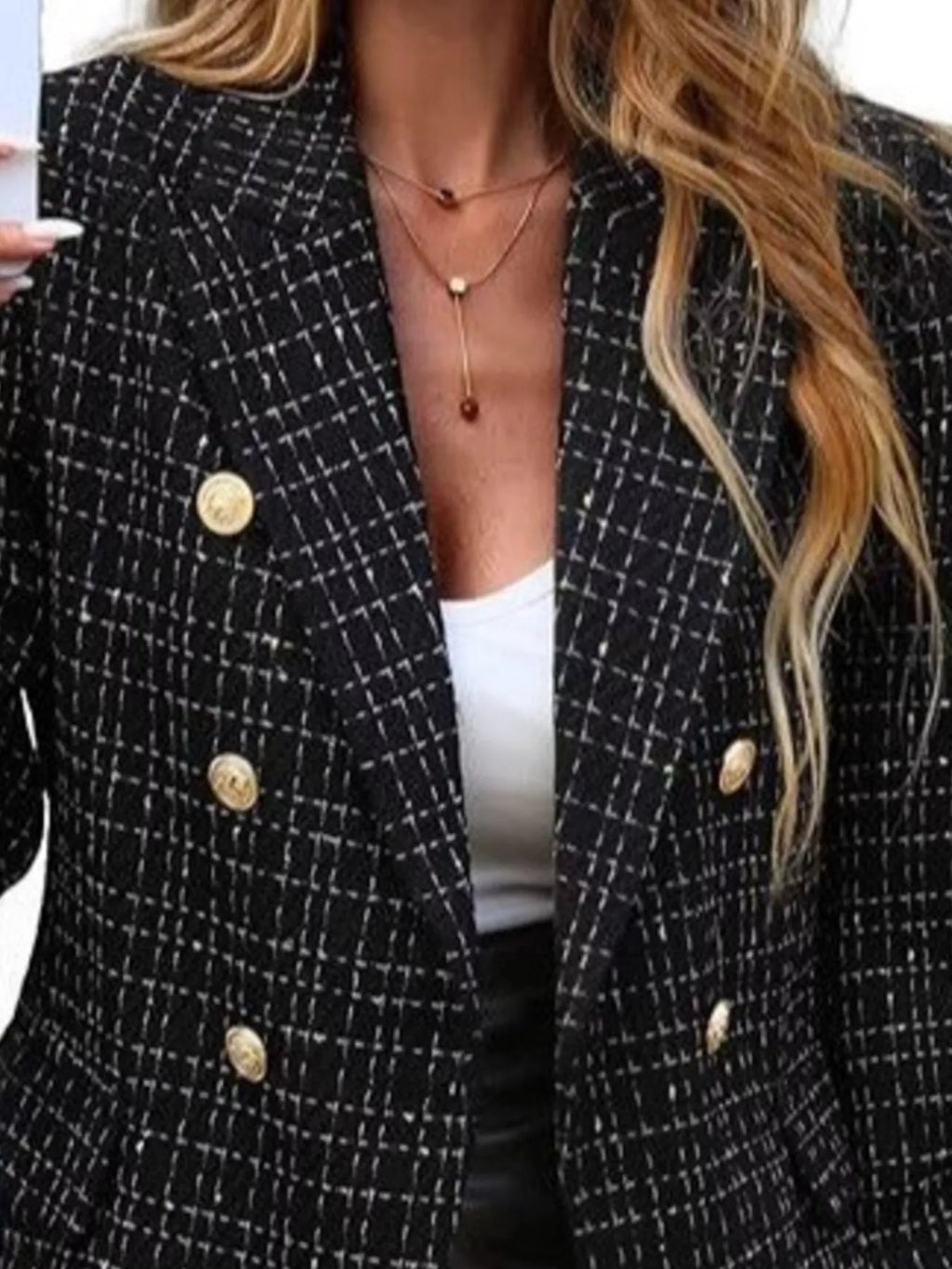 Double-breasted Lapel Collar Blazer (14)