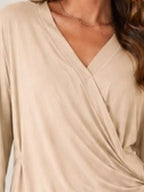 Long Sleeve Wrap T-shirt Side Knot Detail (5)